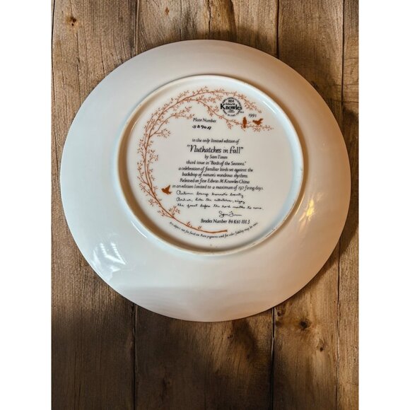Knowles "Nuthatches in Fall" Collectors Plate Plate only 8.5" by Sam Timm - Picture 2 of 5